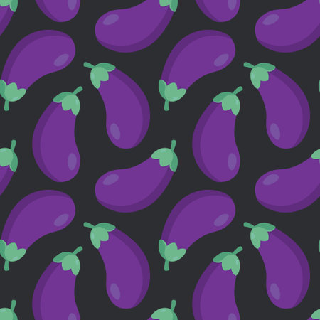 Eggplant in seamless pattern. Repeat pattern. Vector illustration.のイラスト素材