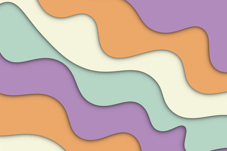 Colorful wave with shadow in paper style background. Vector illustration.のイラスト素材