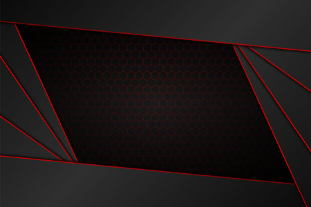 Black stripes overlapping with red lines background. Vector illustration.のイラスト素材