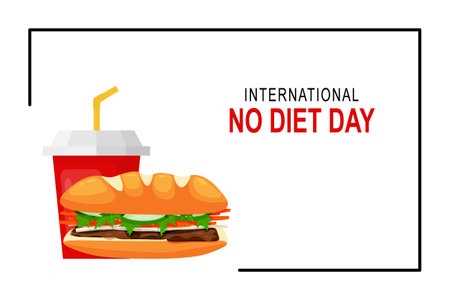 International No Diet Day background. Food and Beverage, Lifestyle, Mental Health. Vector illustration.のイラスト素材