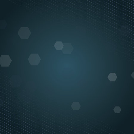 Gray hexagonal and halftone background. Dark background. Vector illustration.