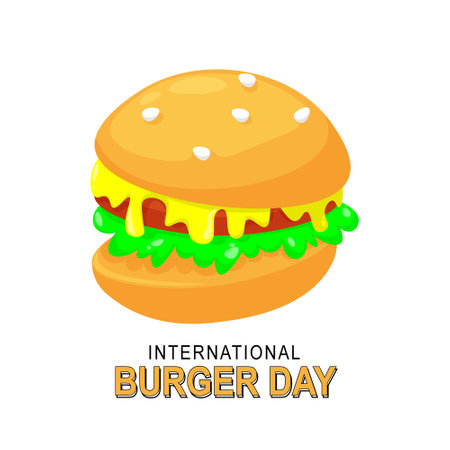 International Burger Day background. Food and Beverage, Fast Food. Vector illustration.のイラスト素材