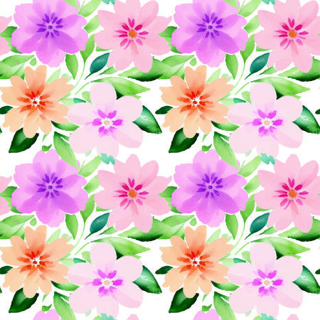 Floral shape watercolor seamless pattern. Vector illustration.のイラスト素材