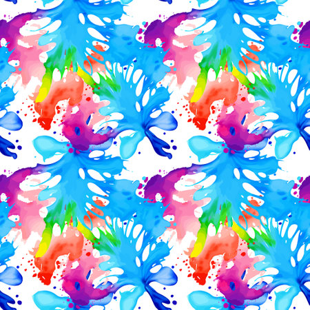 Abstract splash watercolor seamless pattern. Vector illustration.のイラスト素材