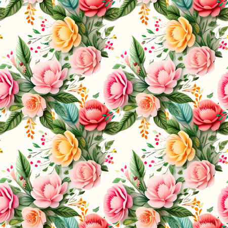 Floral shape watercolor seamless pattern.の写真素材