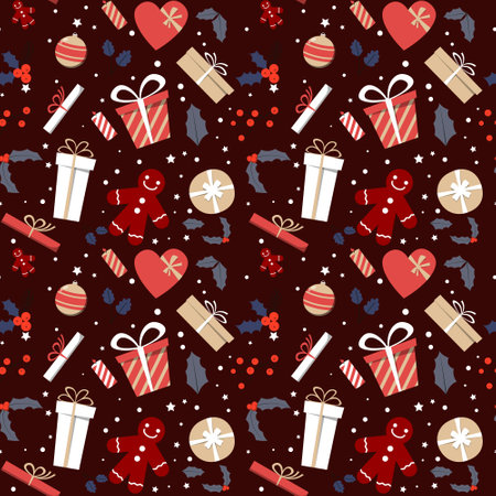Hand drawn christmas pattern design background. Vector illustration.