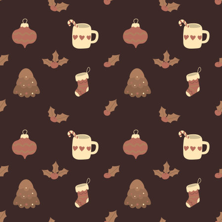 Hand drawn christmas pattern design background. Vector illustration.のイラスト素材