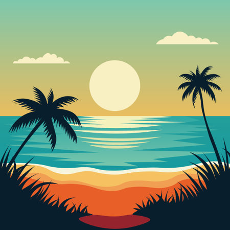 Sunkissed Serenity A Summer Symphony. Vector illustration.のイラスト素材