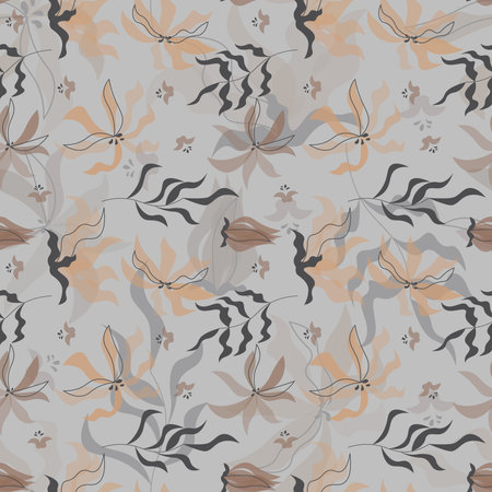 Abstract flat hand draw floral pattern background. Vector illustration.のイラスト素材