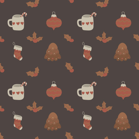 Hand drawn christmas pattern design background. Vector illustration.