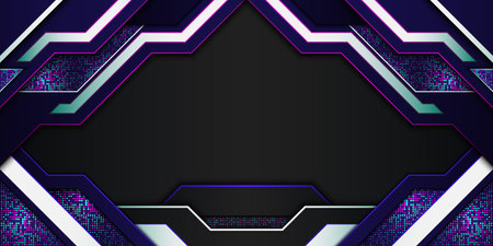 Abstract technology background with dark navy and blue neon stripes.のイラスト素材