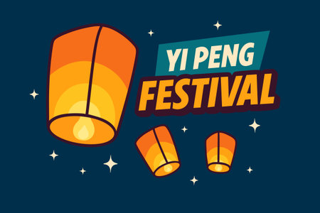 A magical night of floating lanterns and candlelit rituals celebrating hopes and gratitude under a starlit Chiang Mai skyのイラスト素材