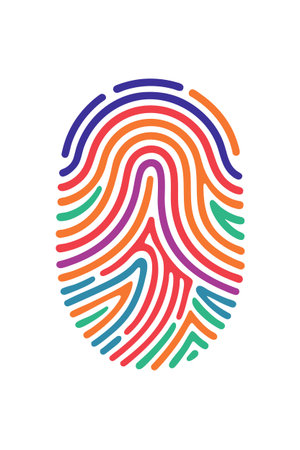 A lively mix of colors and curves forming a unique fingerprint pattern that celebrates creativity and individualityのイラスト素材