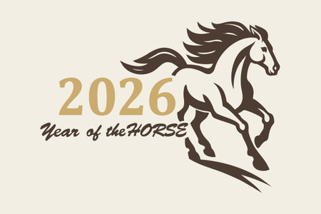 Warm wishes for a joyful Chinese New Year 2026 celebrating the Year of the Horse and sharing energy independence and vitalityのイラスト素材