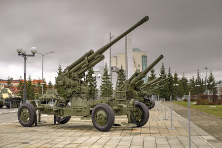 VERKHNYAYA PYSHMA, YEKATERINBURG, RUSSIA - October 18, 2015: The exhibit is presented at the Museum Battle Glory of the Urals in the town of Verkhnyaya Pyshma.のeditorial素材