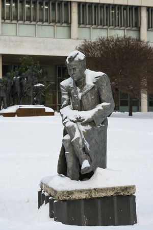 Moscow, Russia - January 17, 2017: Monument to Russian writer Tvardovsky in Muzeon park in Moscowのeditorial素材