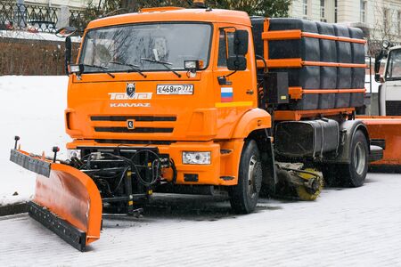 Moscow, Russia - February 1, 2017: Snow-removing technics on the basis of car KAMAZのeditorial素材