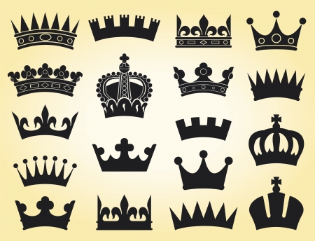 crown collection (crown set, silhouette crown set)のイラスト素材
