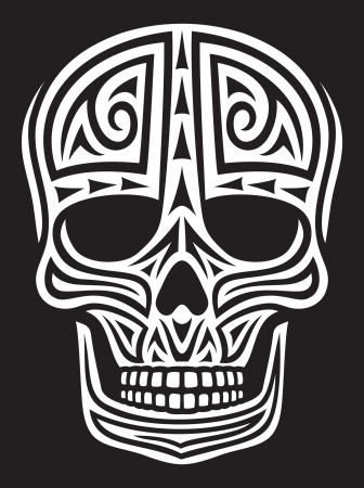 skull ornament  skull in tattoo style, tattoo skull, tribal skull のイラスト素材