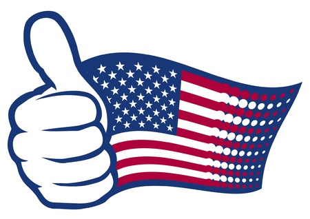 USA flag  United States of America   Hand showing thumbs up のイラスト素材