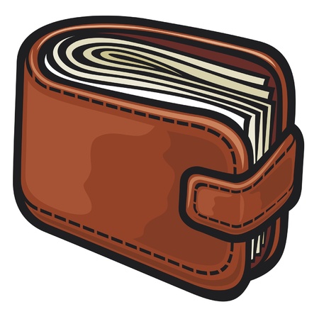 leather wallet with the moneyのイラスト素材