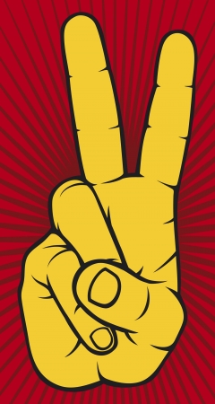 The Victory sign, hand gestureのイラスト素材