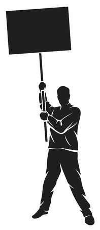 man and banner のイラスト素材