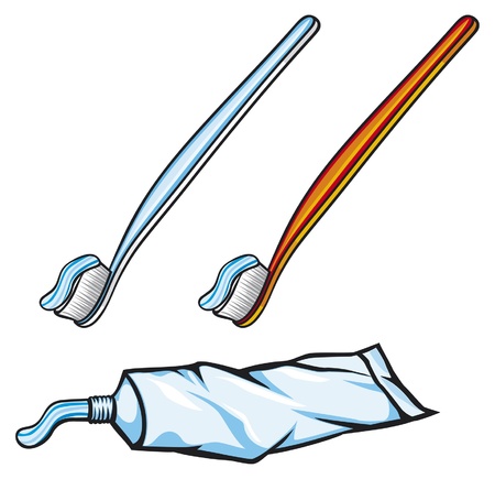 toothbrushes and  toothpasteのイラスト素材
