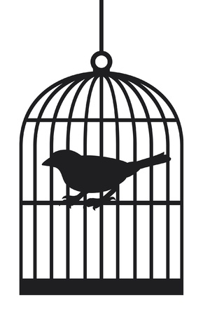 silhouette bird cagesのイラスト素材