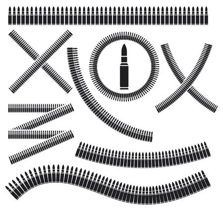 bullet belt  gun belts, machine guns bullets, automatic rifle bullets のイラスト素材