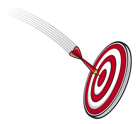 dart hitting s target  a dart flying toward a success board, success concept, target, business success concept のイラスト素材
