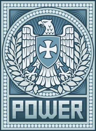 Eagle poster - Symbol of Power- Propaganda Poster, Eagle and the Cross coat of arms のイラスト素材
