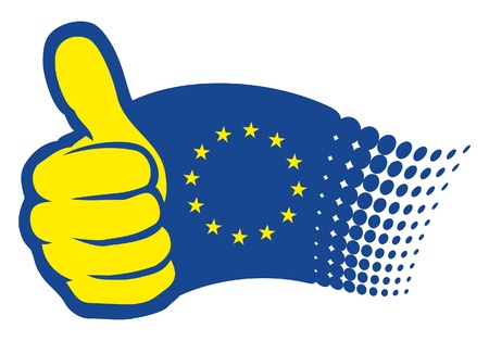 European Union flag  EU   Hand showing thumbs upのイラスト素材