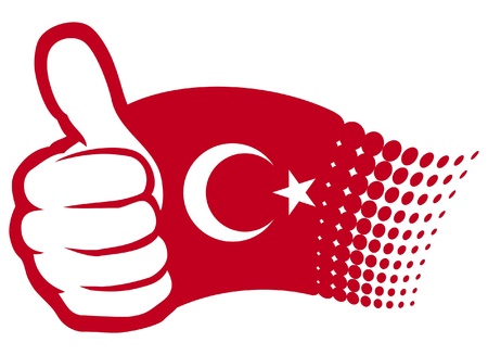 Turkey flag  flag of Turkey   Hand showing thumbs upのイラスト素材