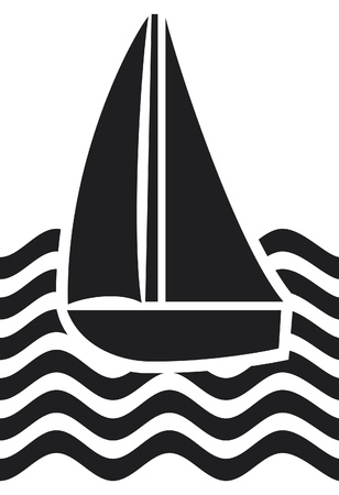 stylized yacht  sailboat symbol, sailboat icon のイラスト素材