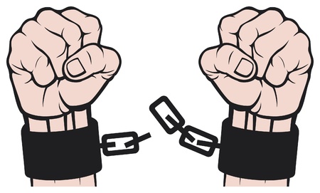 hand broken chains  fetters のイラスト素材