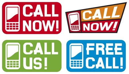 call now label, call us label, free call label  phone icon set, phone icons, mobil phone icons のイラスト素材
