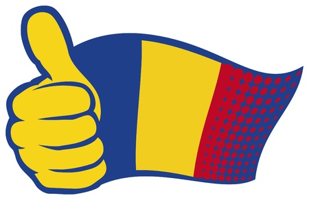 flag of romania. hand showing thumbs up.のイラスト素材