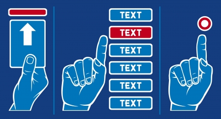 man s hand inserting card into machine and man s hand push buttonのイラスト素材