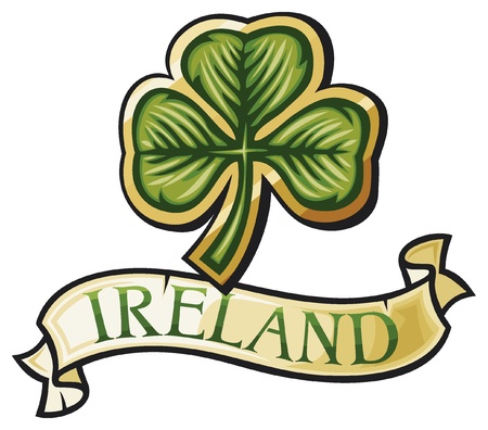 clover with three leafs with banner  three leaf clover, ireland design のイラスト素材