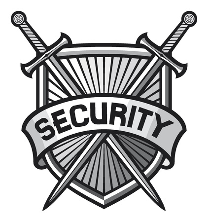 metallic security shield  security sign, security symbol, secure coat of arms のイラスト素材
