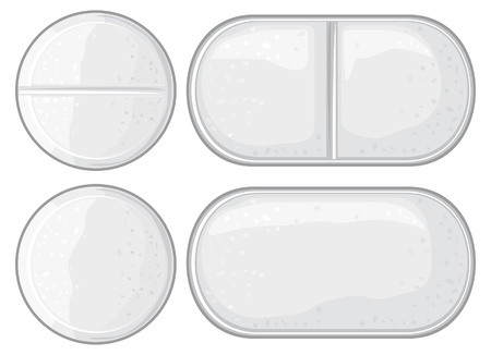vector pills illustration (capsule, white tablet, white medical pills)のイラスト素材