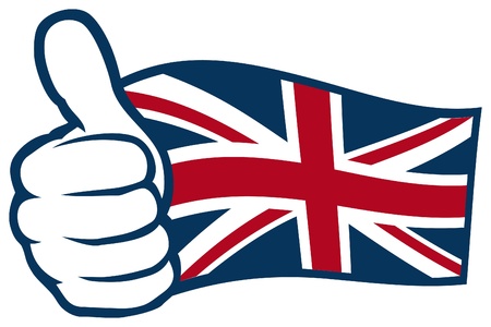 United Kingdom flag  Flag of United Kingdom of Great Britain and Northern Ireland, UK flag   Hand showing thumbs up のイラスト素材