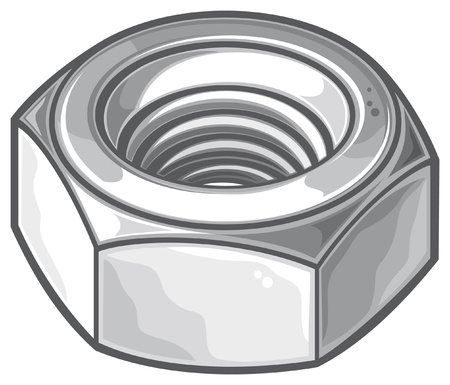 grey nut  metal nut, screw nut, mechanical nut のイラスト素材