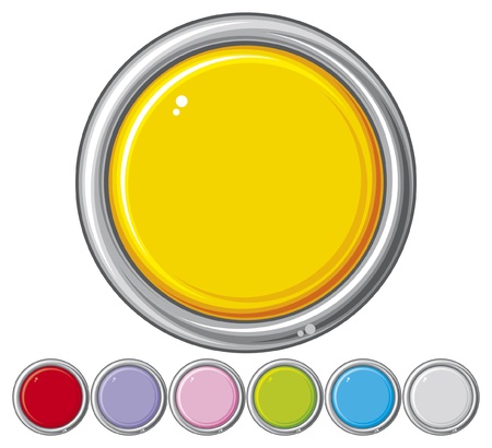collection of seven glossy buttons  vector design elements, round metallic badges, buttons collection, blank web buttons のイラスト素材