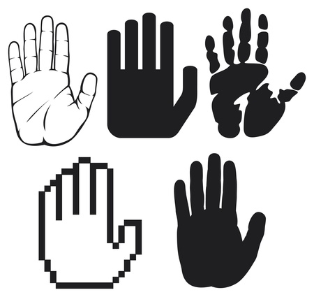 black hands  black print of a hand, hand print, hand print shape, stop hand silhouette  のイラスト素材