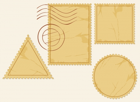  set of blank postage stamps  old post stamp set, postage stamp  icons のイラスト素材