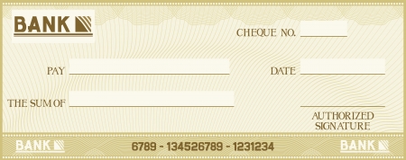 check with space for your own text (bank cheque, bank cheque blank for your business, blank check, green business check)のイラスト素材