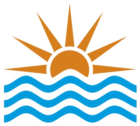 stylized illustration of sunset/sunrise (sunset view, sunrise set, sunset landscape, sunrise icon)のイラスト素材