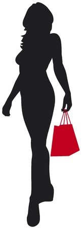 woman silhouette with shopping bagのイラスト素材